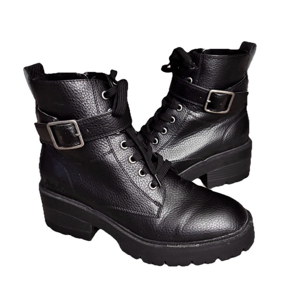 Blowfish Malibu Jagger Vegan Lug Sole Combat Boots Black Size 9 M EUC - Picture 2 of 12